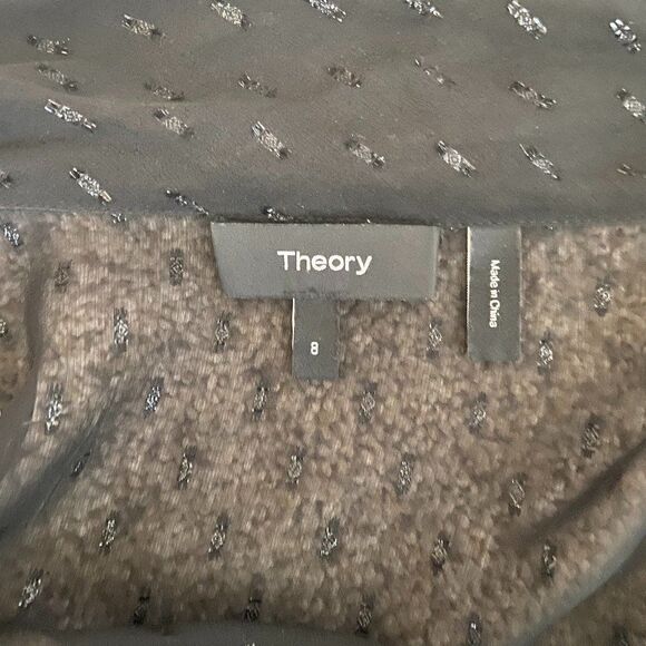 Theory Scarf Metallic Silk Long Sleeves Black Sheer Dress Size 8 - Picture 2 of 9